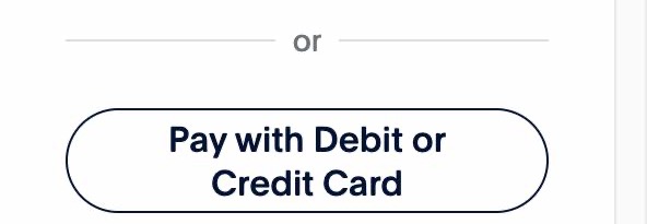 Knappen Pay with Debit or Credit Card i PayPal-vinduet
