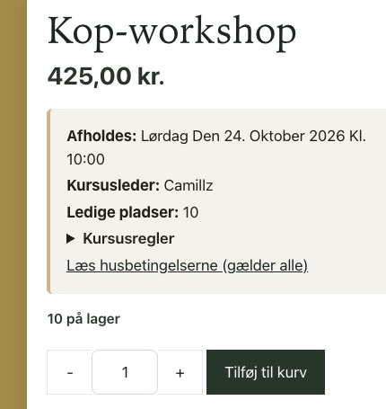 Produktside med knappen Tilføj til kurv